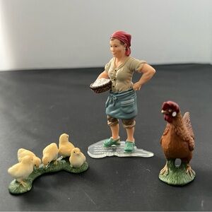 Schleich Lot Rooster Chicks Farmer's Wife with Eggs 2008 2011